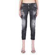 Jennifer Cropped Jeans - Donkergrijs, Maat 36 Dsquared2 , Black , Dame...