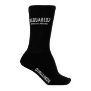 Katoenen sokken met logo Dsquared2 , Black , Heren