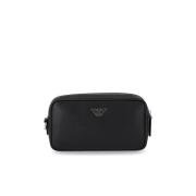 Zwarte Toilettas van Regeneratieleer Emporio Armani , Black , Heren