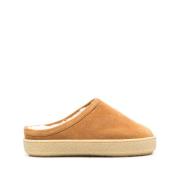 Suede Flatform Mules met Shearling Voering Isabel Marant , Brown , Dam...