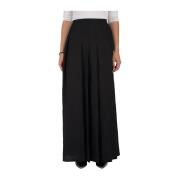 Elegante Zwarte Linnen Maxi Rok met Plooien en Zijknopen Max Mara , Bl...