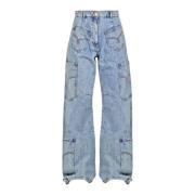 Hoge Taille Vintage Cargo Jeans Moschino , Blue , Dames
