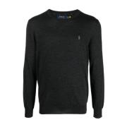 Heren Gebreide Trui met Ronde Hals Polo Ralph Lauren , Black , Heren