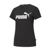 Logo Print Slim Fit T-Shirt Puma , Black , Dames