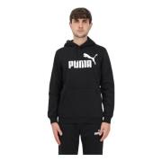 Zwarte hoodie met contrasterende logoprint Puma , Black , Heren