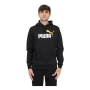 Zwarte hoodie met tweekleurig logo Puma , Black , Heren