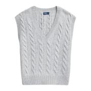 Grijze Mouwloze Pullover met Twists - Maat: L Ralph Lauren , Gray , Da...