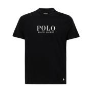 Crew-neck Katoenen T-shirt met Bedrukte Tekst Ralph Lauren , Black , H...