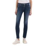 Medium Blauwe Hoge Taille Stretch Slim Fit Jeans Replay , Blue , Dames