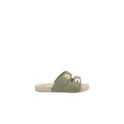 Pescura -sandalen in leer en hout Scholl , Green , Dames