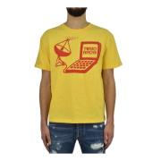 Gele Katoenen Heren T-shirt met Monochrome Print Stella McCartney , Ye...