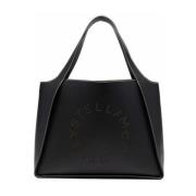 Zwarte Imitatieleren Logo Tote Tas Stella McCartney , Black , Dames