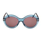 Transparante Blauwe Ovale Zonnebril Tom Ford , Blue , Dames