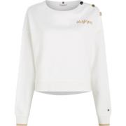 Elegante Sweatshirt met Knopen en Borduursel Tommy Hilfiger , White , ...