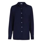 Soepelvallende Viscose Crepe Blouse Tommy Hilfiger , Blue , Dames