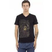 Action Zwart V-Hals T-Shirt Trussardi , Black , Heren