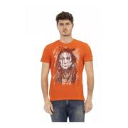 Oranje Katoenen T-Shirt met Voorprint Trussardi , Orange , Heren