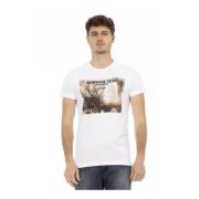 Katoenen T-Shirt met Frontprint Trussardi , White , Heren