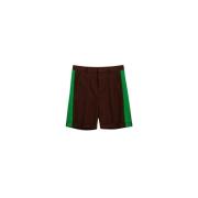 Bruine Katoenen Shorts met Groene Strepen Valentino , Brown , Heren
