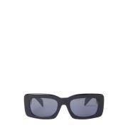 Rechthoekige zonnebril met logo plaatje Versace , Black , Unisex