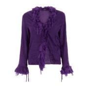 Paarse polyesterblouse Versace , Purple , Dames