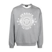 Medusa Badge Print Sweatshirt Versace , Gray , Heren