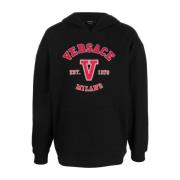 Stijlvolle Zwarte Sweatshirt voor Mannen Versace , Black , Heren