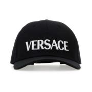 Zwarte katoenen baseballpet Versace , Black , Dames