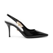 Zwarte sandalen met hak en Medusa 95-embleem Versace , Black , Dames
