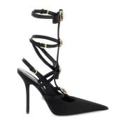 Satin Slingback Pumps met Strikjes Versace , Black , Dames