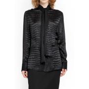 Zwarte Croc-Effect Devoré Shirt Versace , Black , Dames