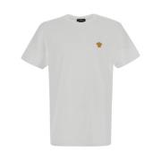 Gouden Medusa Geborduurd T-shirt Versace , White , Heren