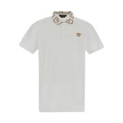 Gouden Medusa Geborduurd Poloshirt Versace , White , Heren