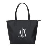 Zwarte trapeziumvormige gerecyclede shopper tas Armani Exchange , Blac...