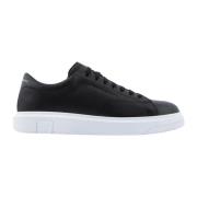 Witte Leren Lage Profiel Sneakers Armani Exchange , Black , Heren