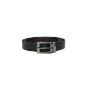 Zwarte leren riem met zilveren metalen gesp Armani Exchange , Black , ...