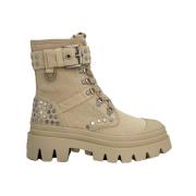 Beige Veterschoenen met Chroom Studs ASH , Beige , Dames