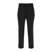 Slim-Fit Leren Broek Balmain , Black , Heren