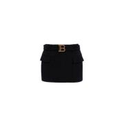 Korte Wollen Rok Balmain , Black , Dames