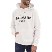 Logo-Print Hoodie - Stijlvol en Comfortabel Balmain , White , Heren