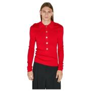 Klassieke Wol Gebreide Polo Shirt Balmain , Red , Heren
