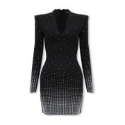 Jurk met glanzende kristallen Balmain , Black , Dames