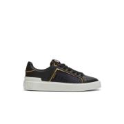 B-Court monogrammed nylon and leather trainers Balmain , Black , Dames