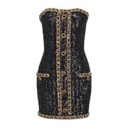 Bustier dress with sequin embroidery Balmain , Black , Dames