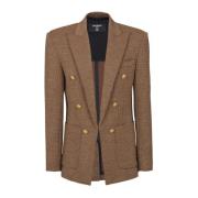 6-button houndstooth wool jacket Balmain , Brown , Heren