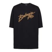 signature T-shirt Balmain , Black , Heren