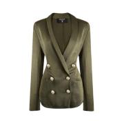 Gestructureerde Viscose Vest Balmain , Green , Dames