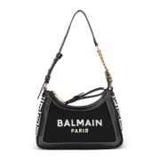 B-Army gemonogrammeerde canvas en gladleren handtas Balmain , Black , ...