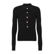 Wol PB knoopsluiting polo shirt Balmain , Black , Heren