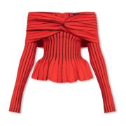 Off-shoulder top Balmain , Red , Dames